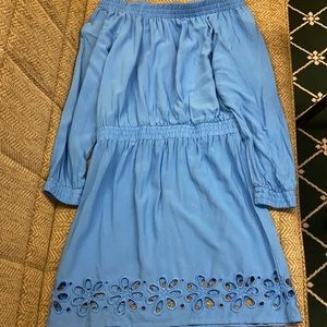 Mark blue off-shoulder dress